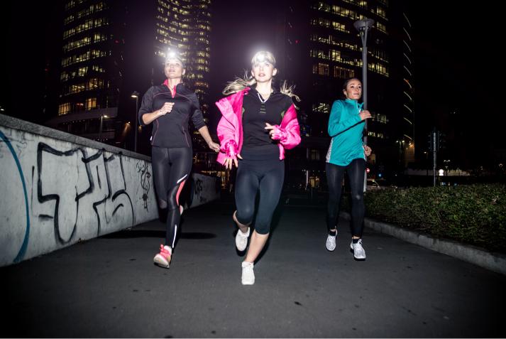 Women wearing reflective running gear