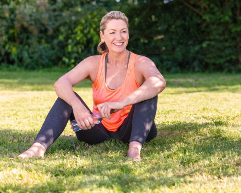 Happy mom after training for her first postpartum race
