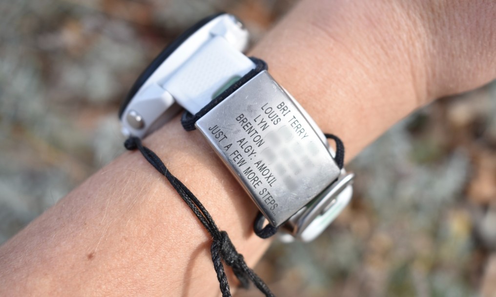 Road ID band with running mantras